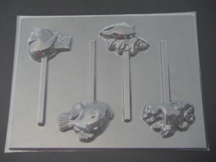 534sp Meno Fish and Dory Friends Chocolate or Hard Candy Lollipop Mold